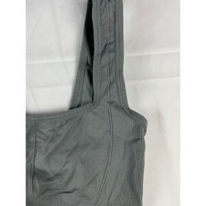 Colsie Gray Ribbed Square Neck Crop Tank Top Athletic Athleisure Size XS